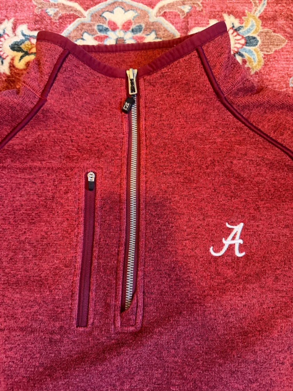 Cutter & Buck Alabama Crimson Tide Red Fleece Quarter Zip Pullover Size Large - Picture 3 of 5